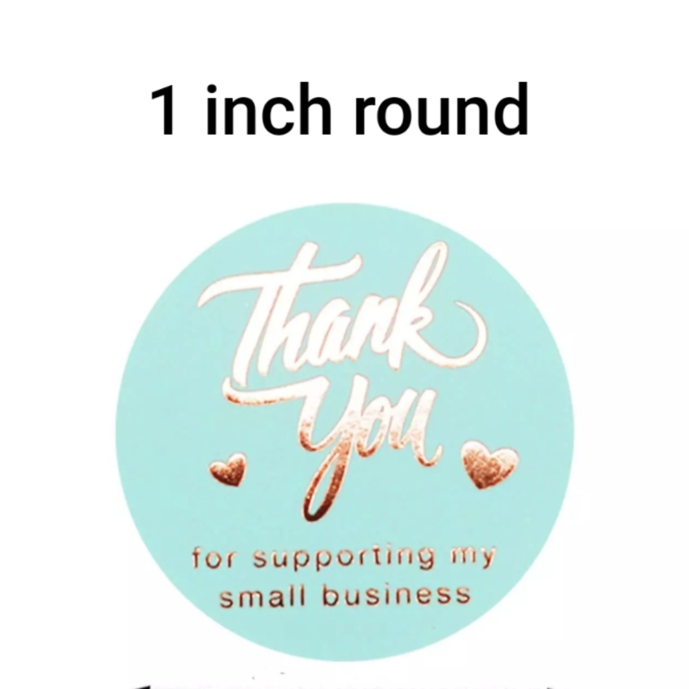 500 Thank You Stickers Roll -💛Gold and Blue🩵 500 per Roll 4 Designs - Picture 2 of 12